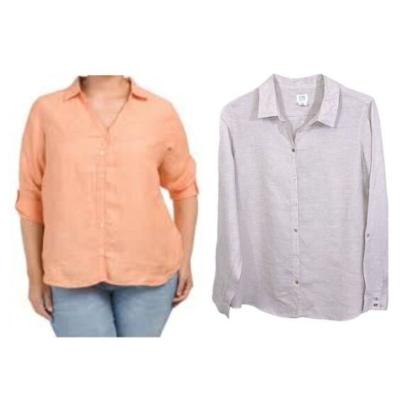 Sigrid Olsen 100% Linen Light Beige Long Sleeve Size Large - Picture 1 of 11